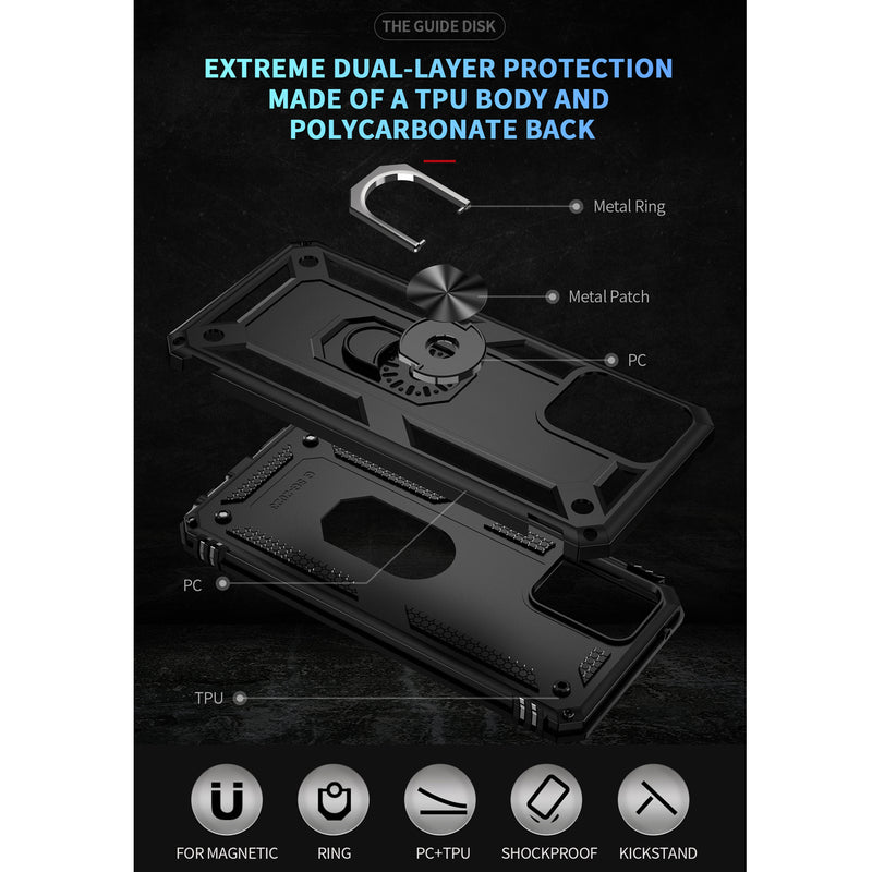TJS "DuoGuard" Ring Kickstand Phone Case for Motorola G 5G 2023
