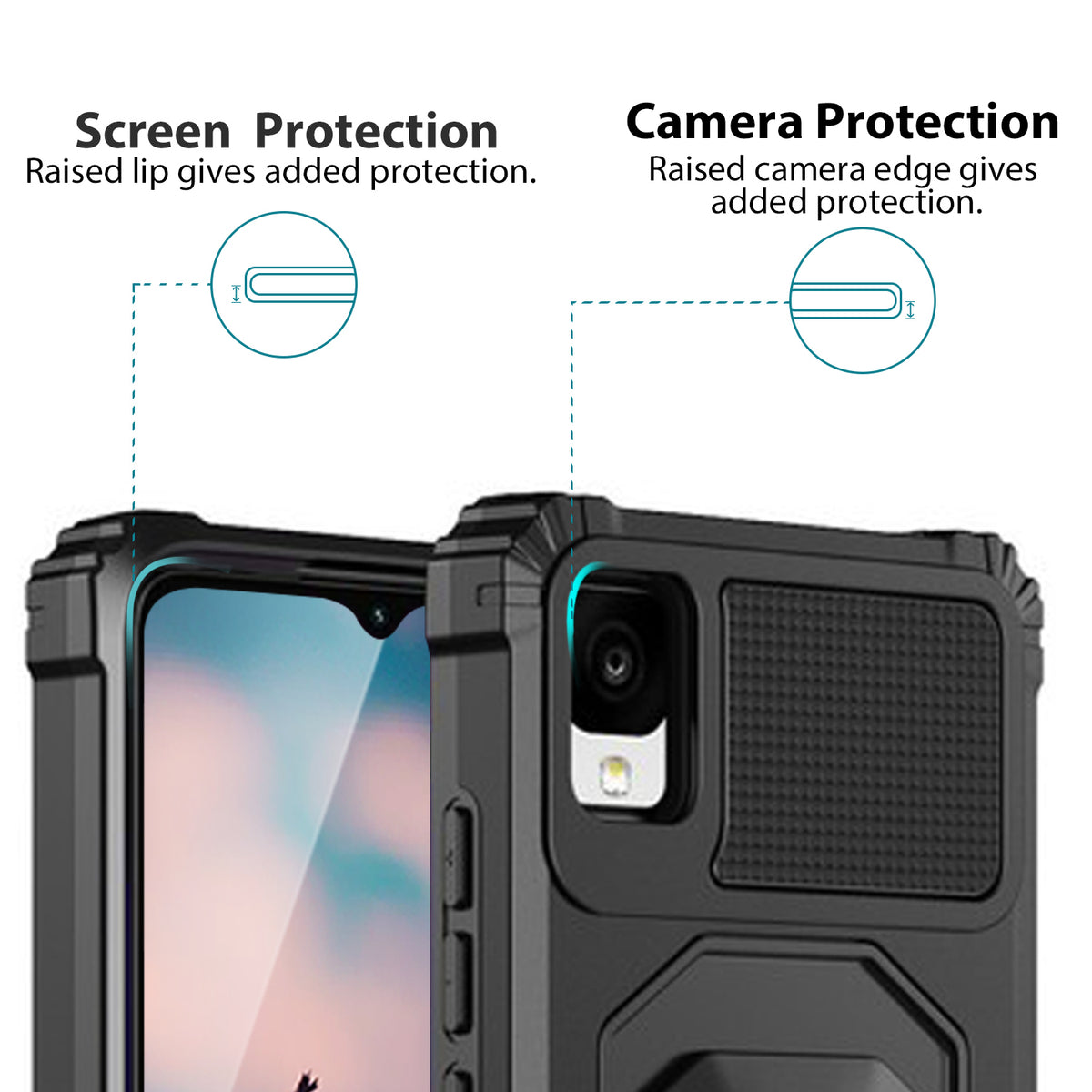 TJS "ArmorMax" Ring Kickstand Phone Case for TCL ION Z