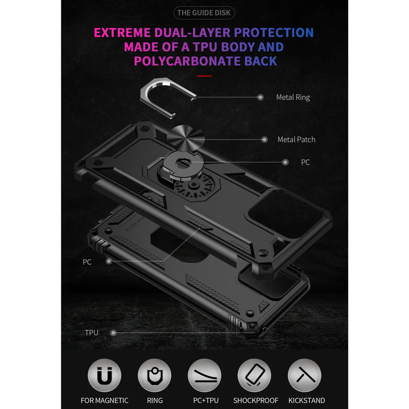 TJS "DuoGuard" Ring Kickstand Phone Case for Motorola G Stylus 5G 2023