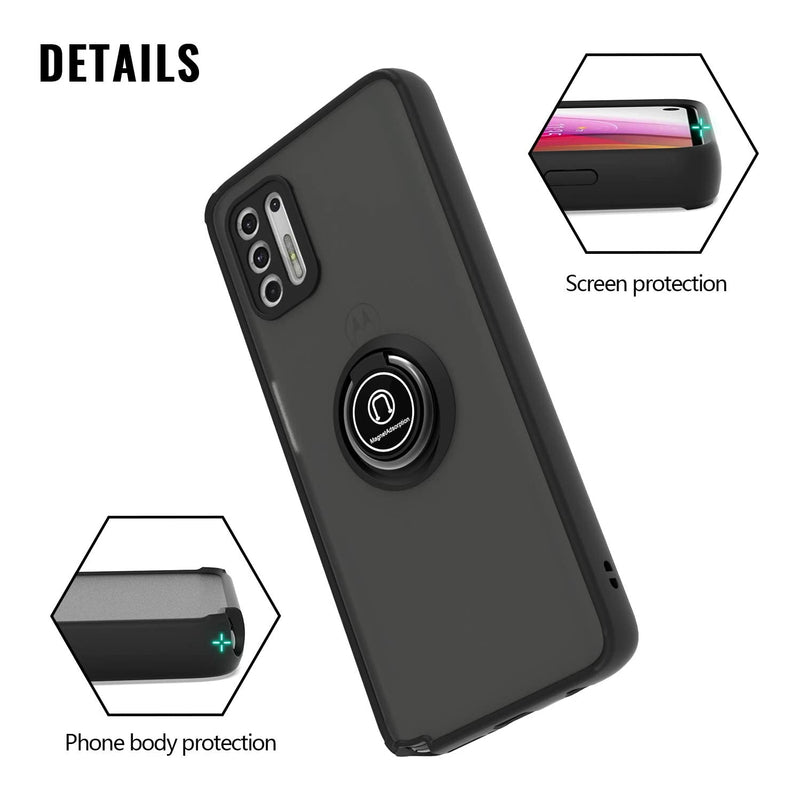 TJS "Define" Ring Kickstand Phone Case for Motorola G Stylus 2021