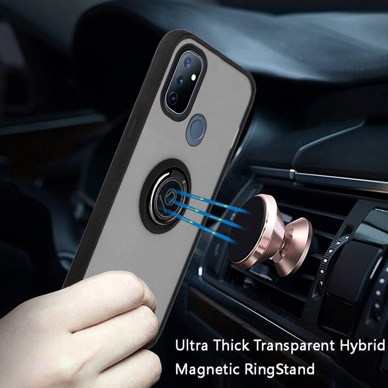 TJS "Define" Ring Kickstand Phone Case for OnePlus Nord N10