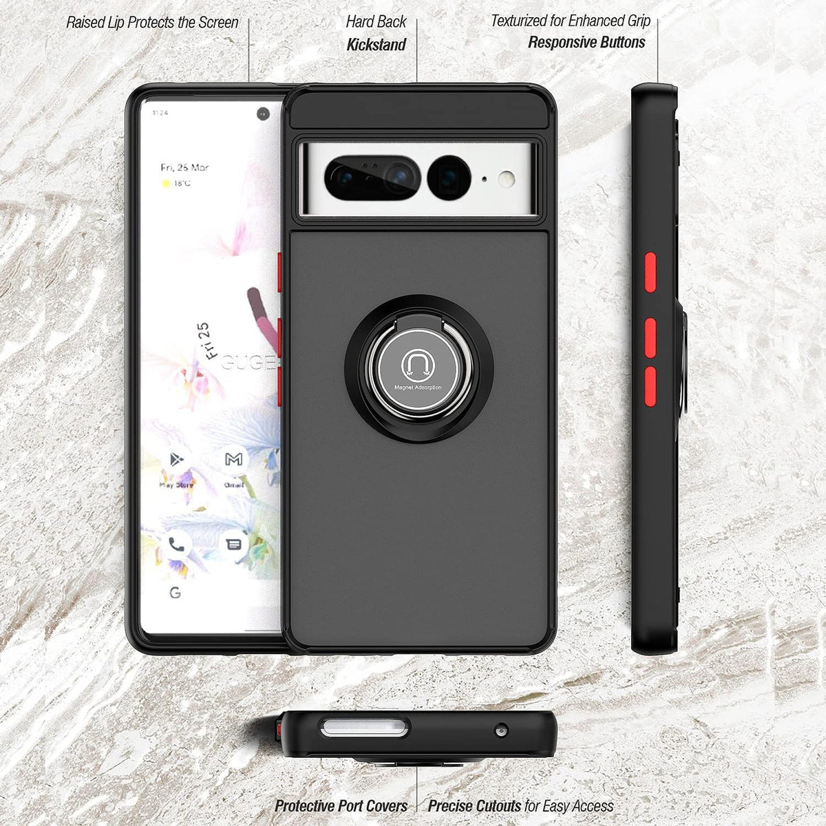 TJS "Define" Ring Kickstand Phone Case for Pixel7Pro