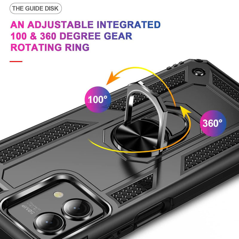 TJS "DuoGuard" Ring Kickstand Phone Case for Motorola G Stylus 5G 2023