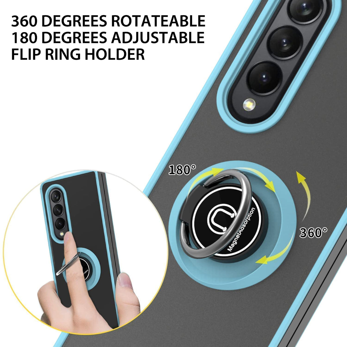 TJS "Define" Ring Kickstand Phone Case for Samsung Galaxy Z Fold 3