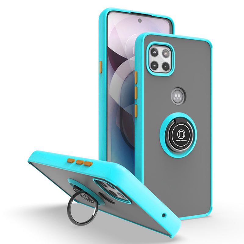 TJS "Define" Ring Kickstand Phone Case for Motorola One 5G Ace