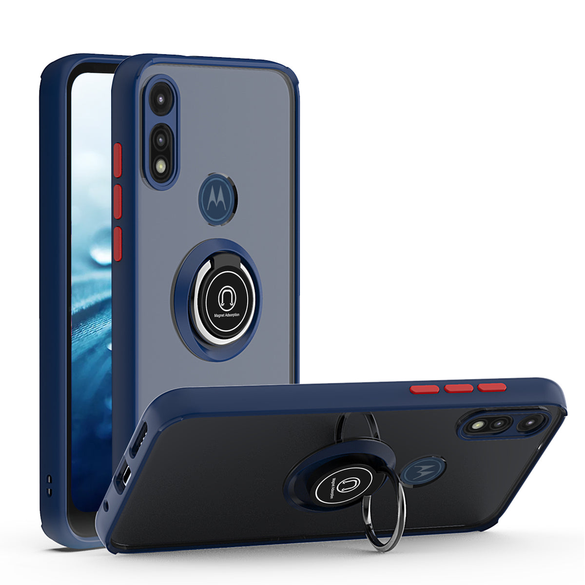 TJS "Define" Ring Kickstand Phone Case for Motorola E 2020