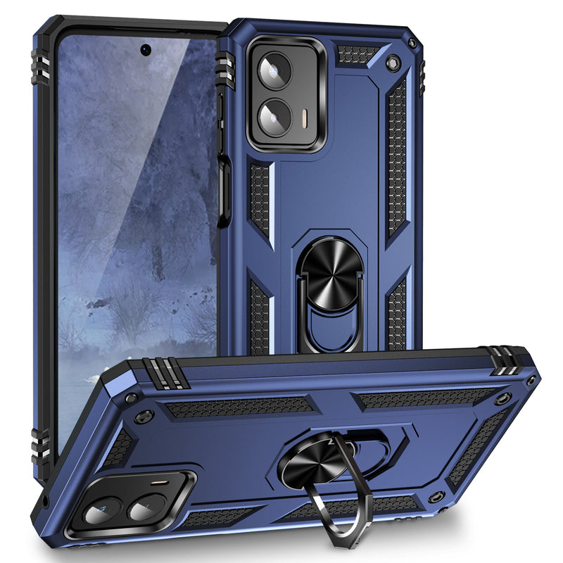 TJS "DuoGuard" Ring Kickstand Phone Case for Motorola G 5G 2023