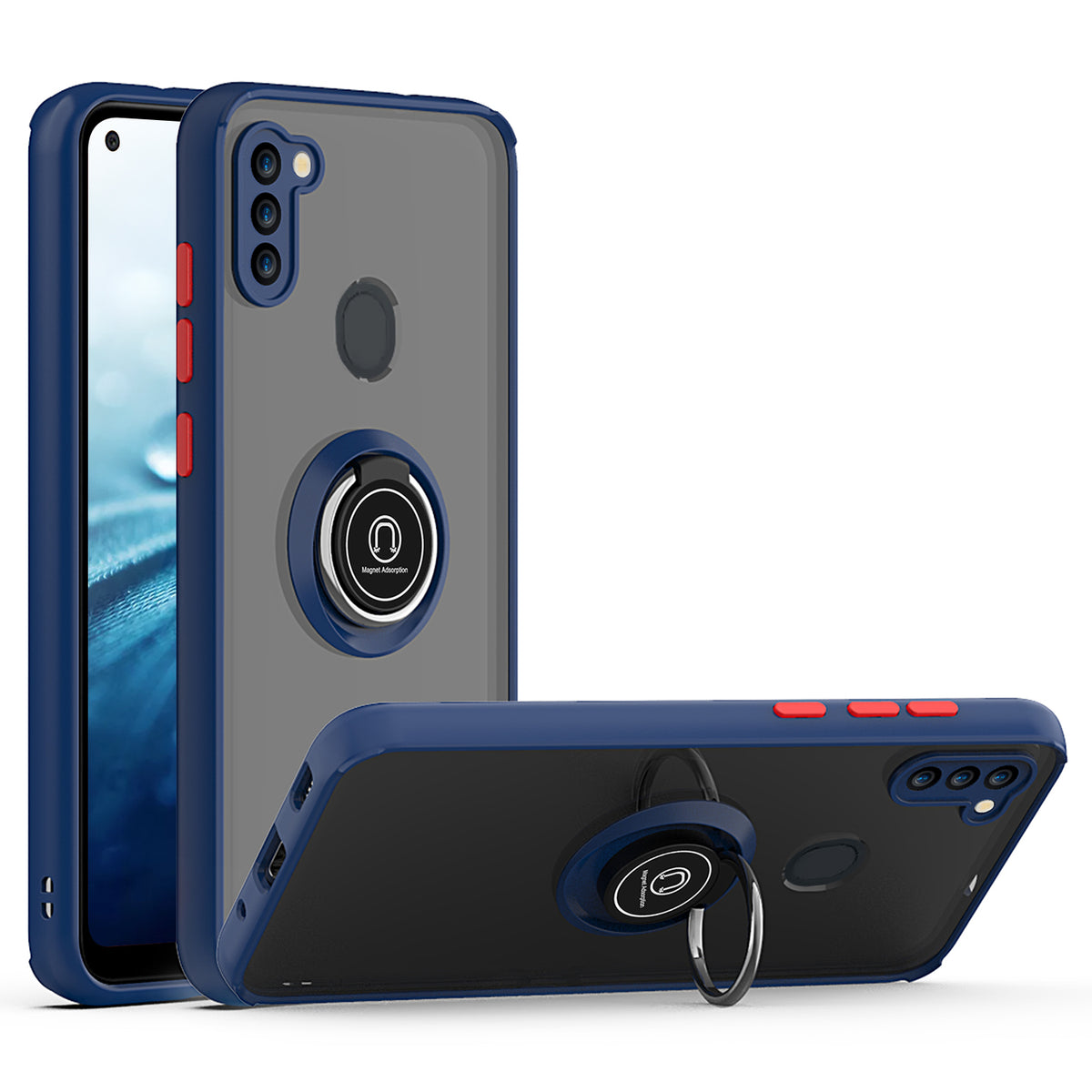 TJS "Define" Ring Kickstand Phone Case for Samsung A11