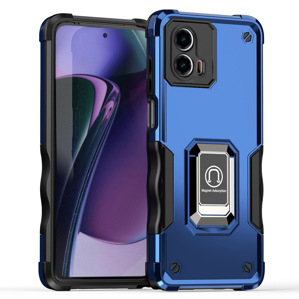 TJS "ArmorBox" Ring Kickstand Phone Case for Motorola G 5G 2023