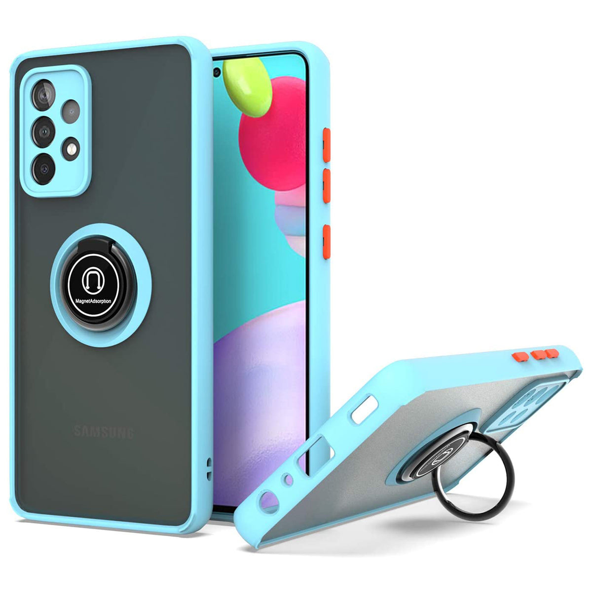 TJS "Define" Ring Kickstand Phone Case for Samsung A52 5G