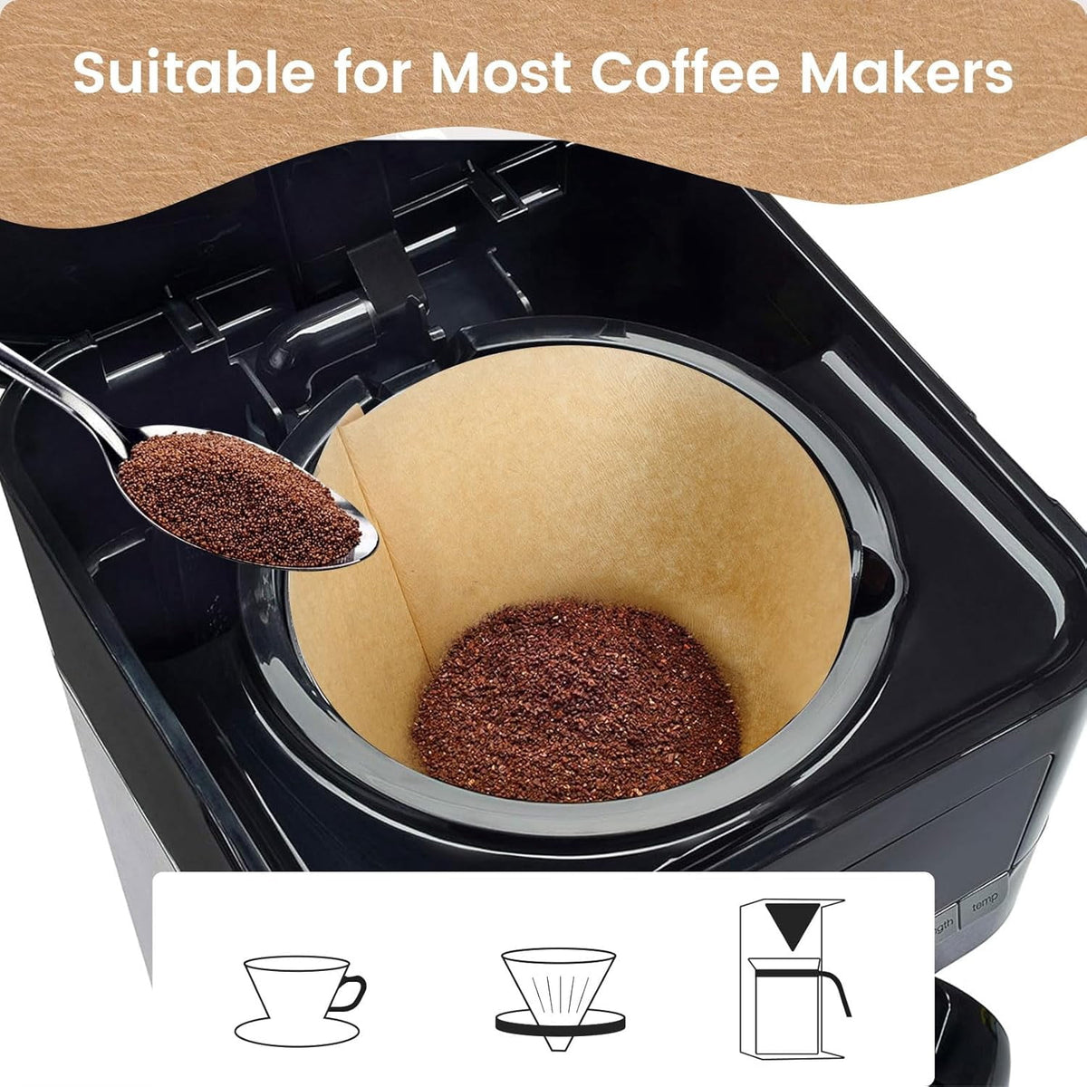 TJS Size 04 unbleached cone coffee filters 200 count