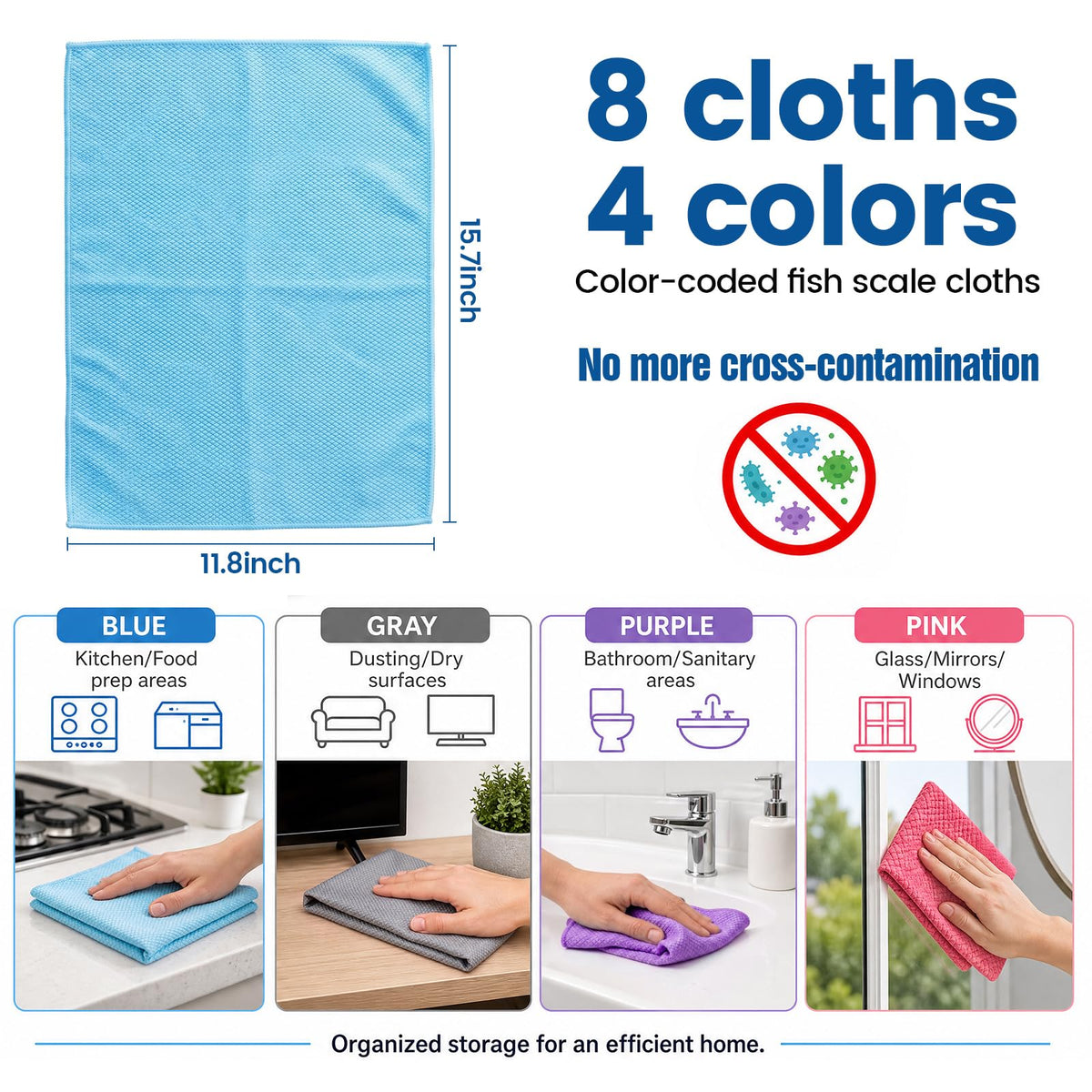 Niveaya reusable fish scale microfiber cleaning cloth detail 3
