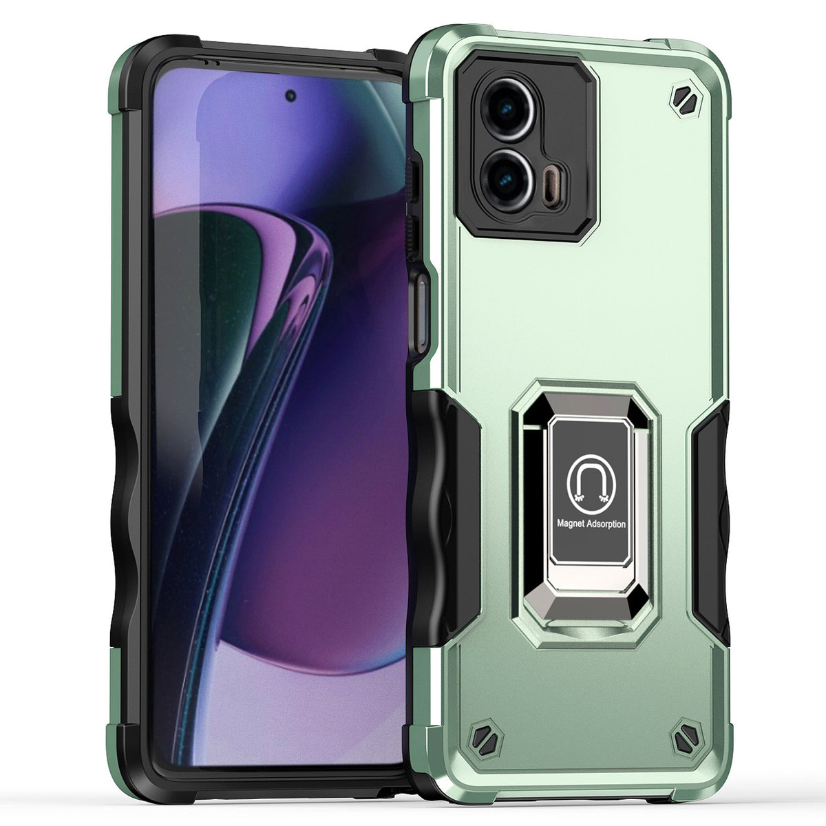 TJS "ArmorBox" Ring Kickstand Phone Case for Motorola G 5G 2023