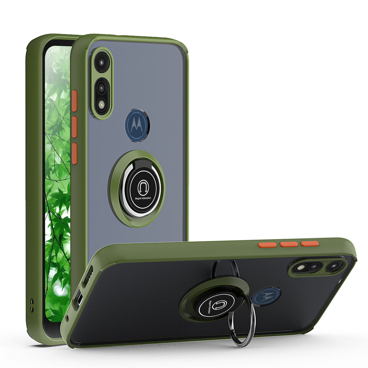 TJS "Define" Ring Kickstand Phone Case for Motorola E 2020