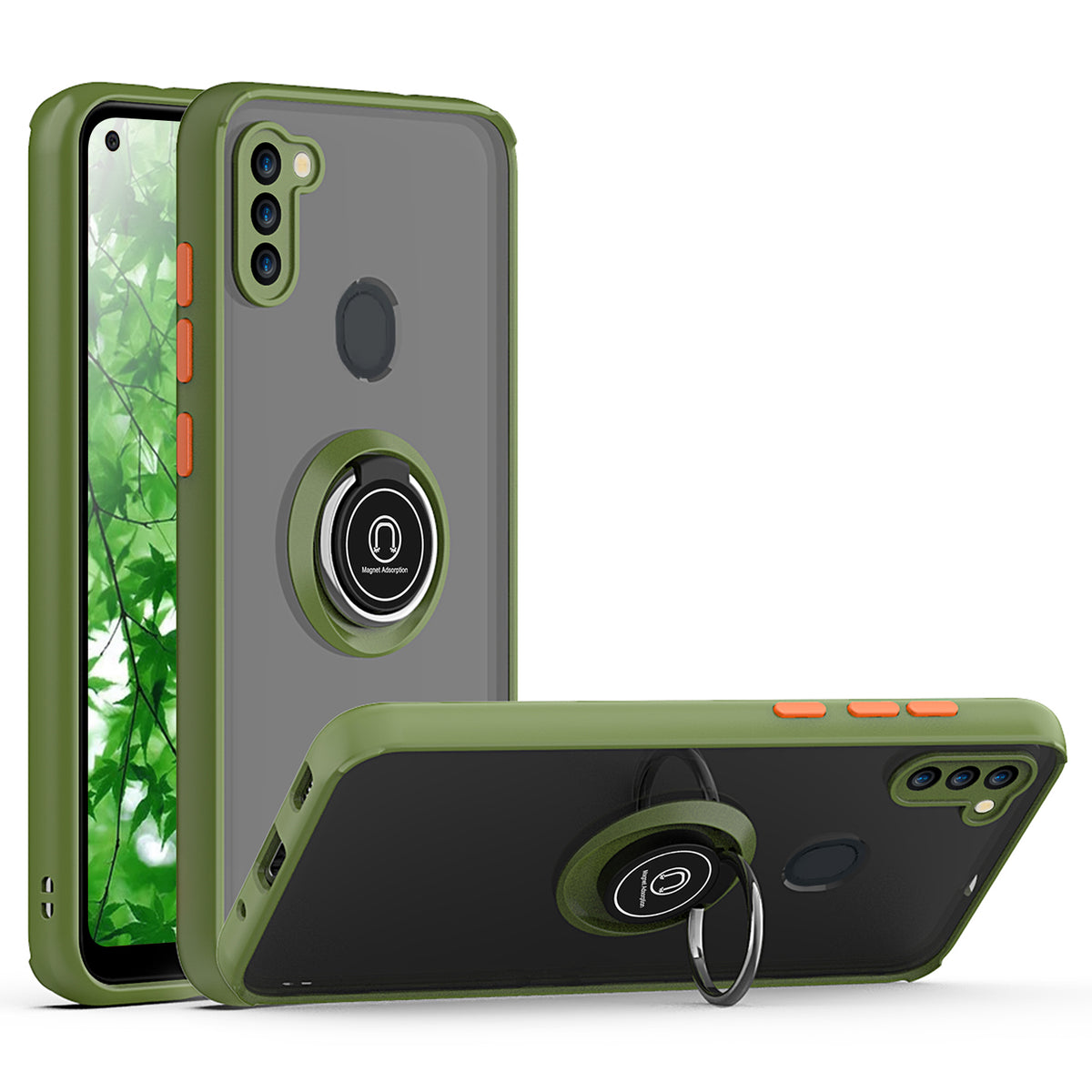 TJS "Define" Ring Kickstand Phone Case for Samsung A11