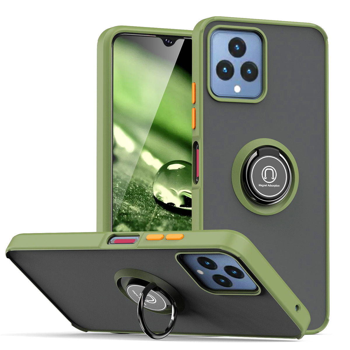 TJS "Define" Ring Kickstand Phone Case for T-mobile Revvl 6 5G