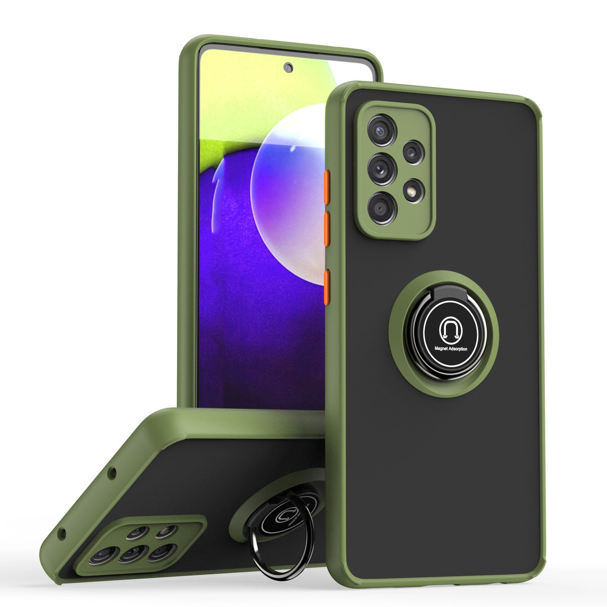 TJS "Define" Ring Kickstand Phone Case for Samsung A52 5G