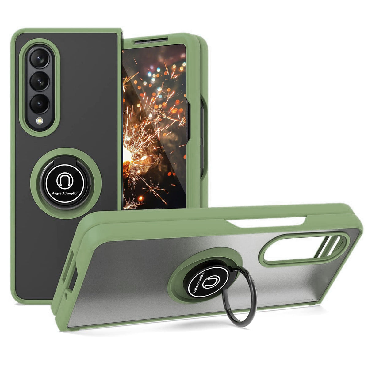 TJS "Define" Ring Kickstand Phone Case for Samsung Galaxy Z Fold 3
