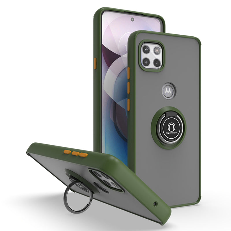 TJS "Define" Ring Kickstand Phone Case for Motorola One 5G Ace