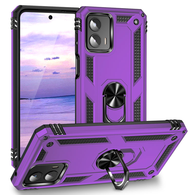 TJS "DuoGuard" Ring Kickstand Phone Case for Motorola G 5G 2023