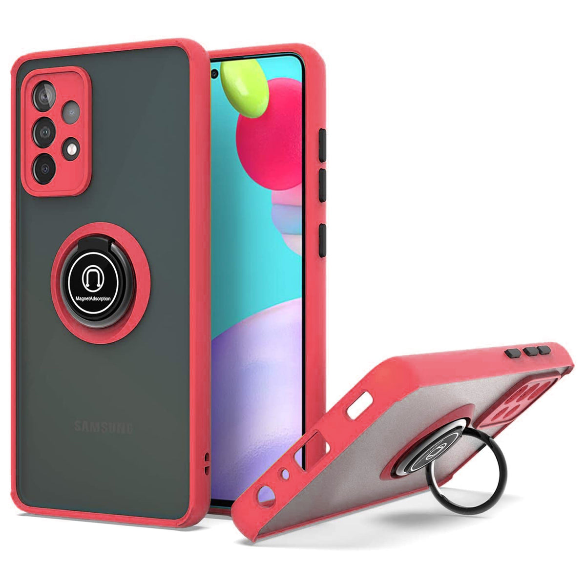 TJS "Define" Ring Kickstand Phone Case for Samsung A52 5G
