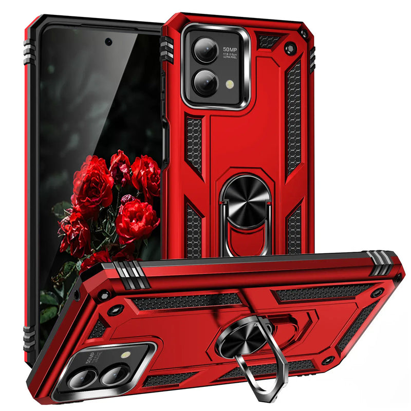 TJS "DuoGuard" Ring Kickstand Phone Case for Motorola G Stylus 5G 2023