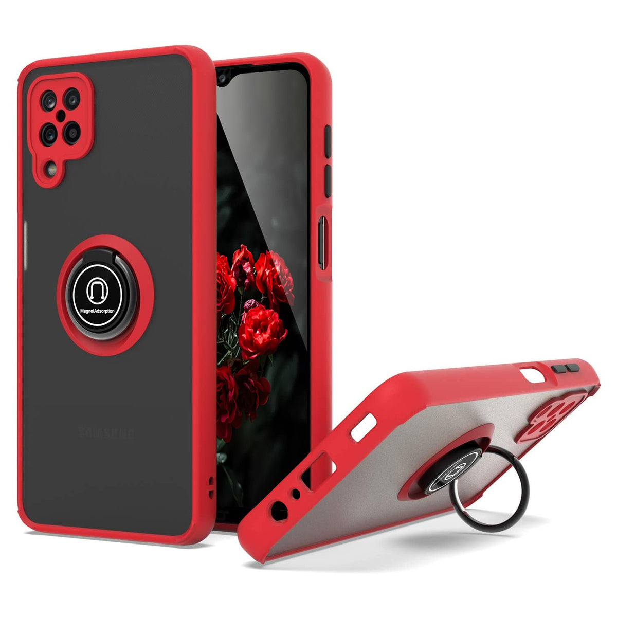TJS "Define" Ring Kickstand Phone Case for Samsung A12