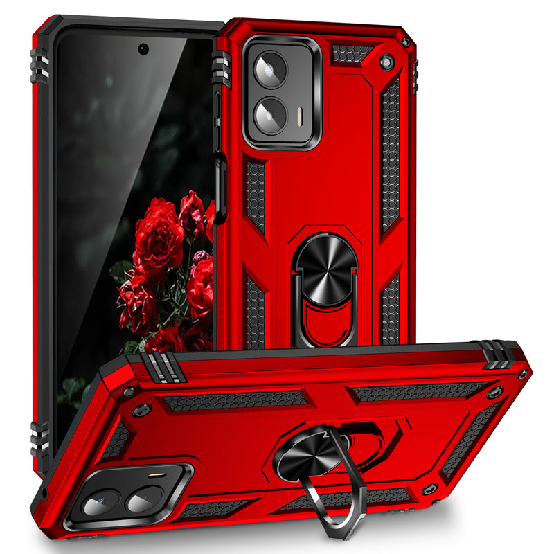 TJS "DuoGuard" Ring Kickstand Phone Case for Motorola G 5G 2023