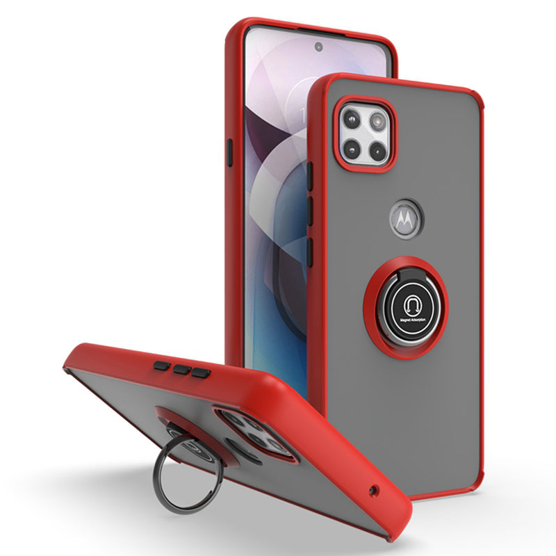 TJS "Define" Ring Kickstand Phone Case for Motorola One 5G Ace