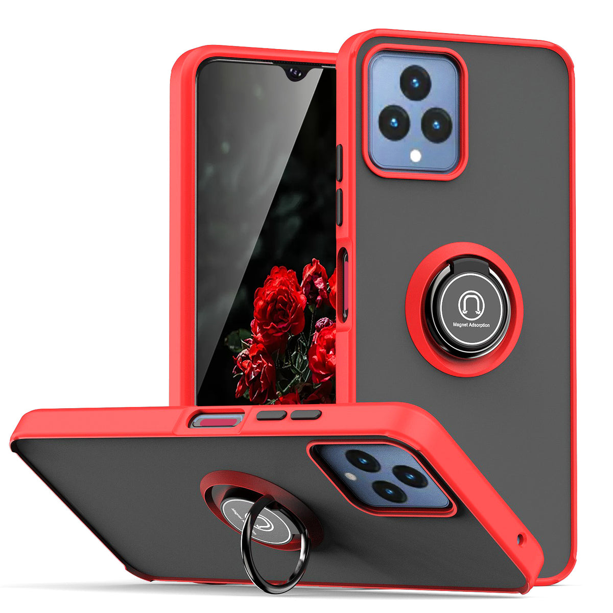 TJS "Define" Ring Kickstand Phone Case for T-mobile Revvl 6 5G