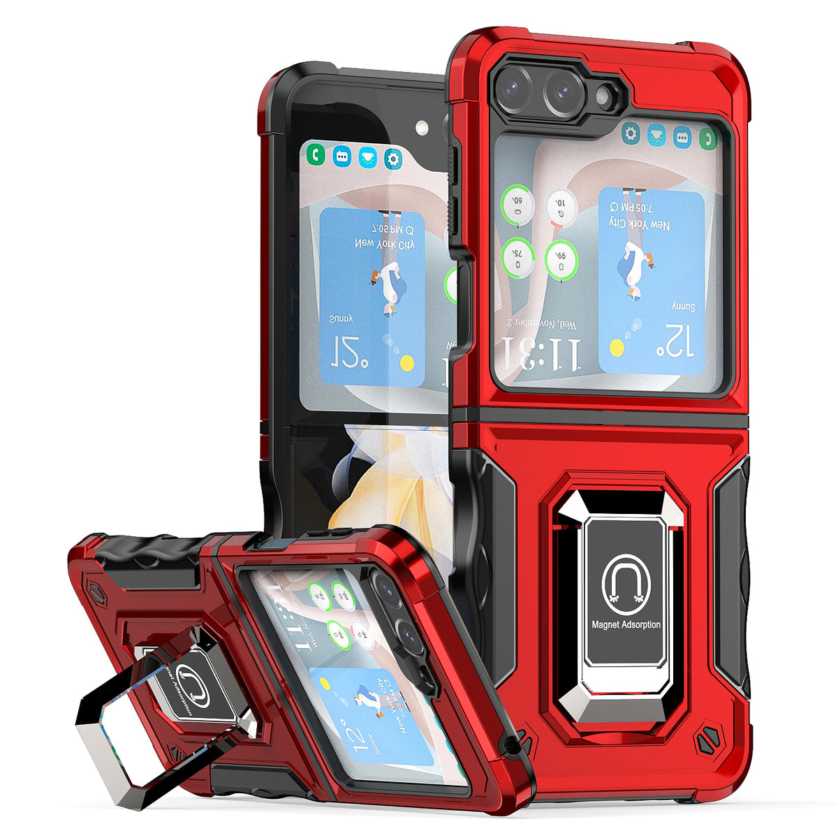 TJS "ArmorBox" Ring Kickstand Phone Case for Samsung Galaxy Z Flip 5