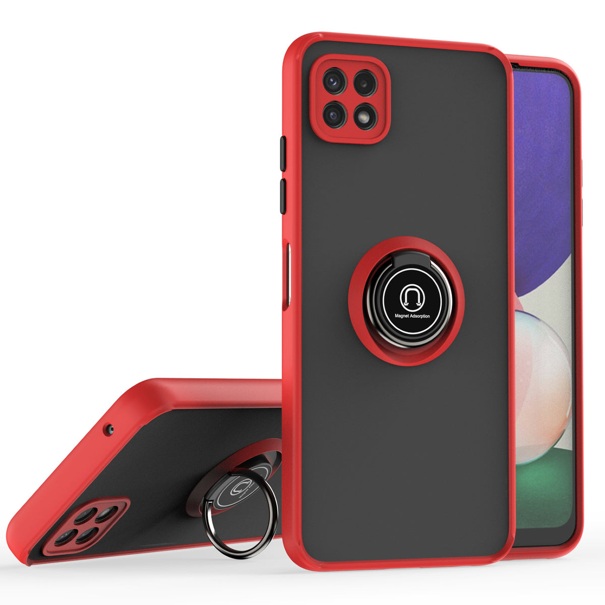 TJS "Define" Ring Kickstand Phone Case for Samsung Galaxy A22 5G