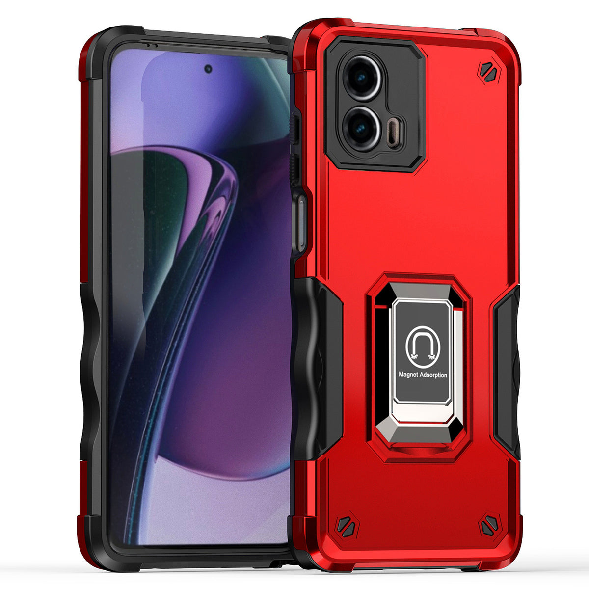 TJS "ArmorBox" Ring Kickstand Phone Case for Motorola G 5G 2023