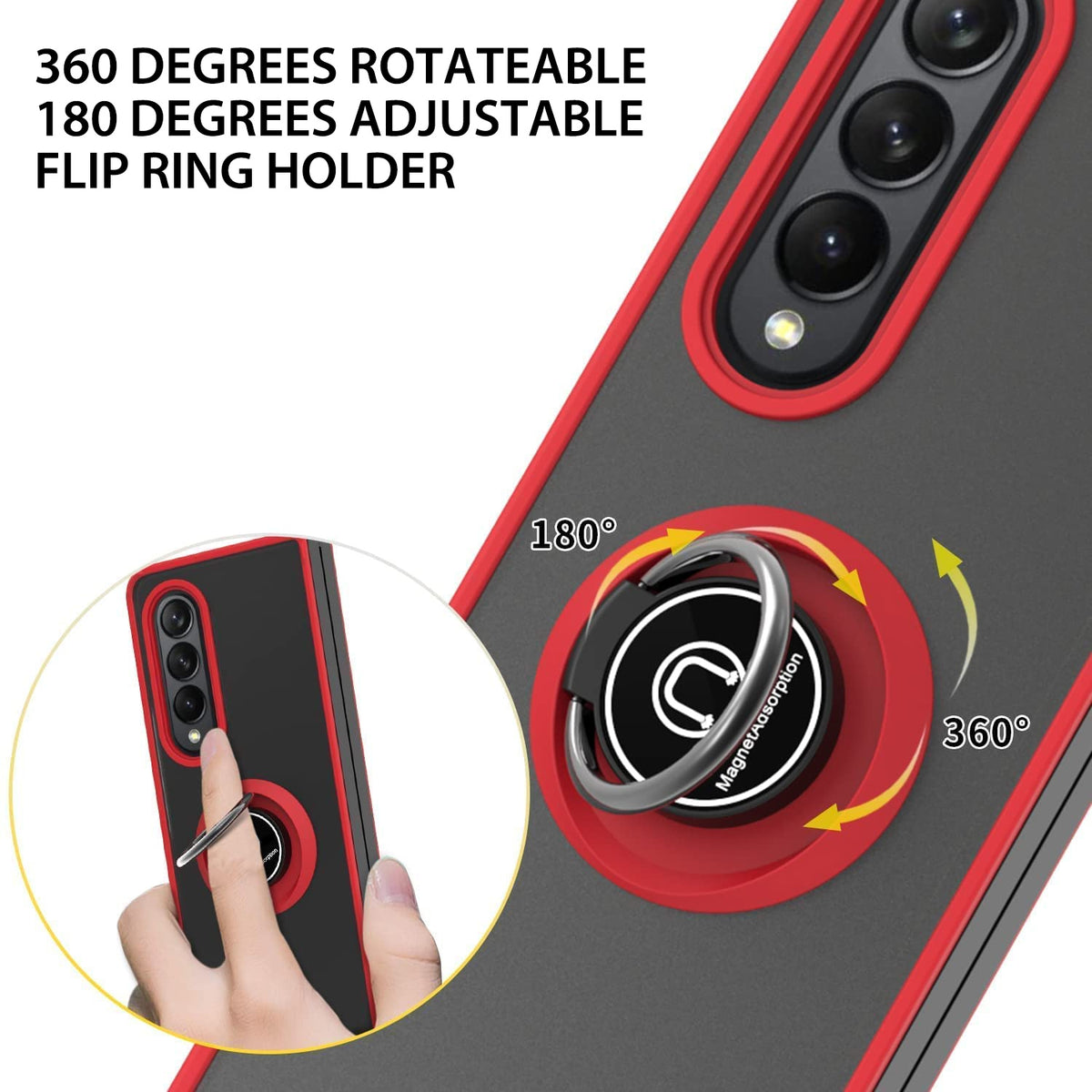 TJS "Define" Ring Kickstand Phone Case for Samsung Galaxy Z Fold 3