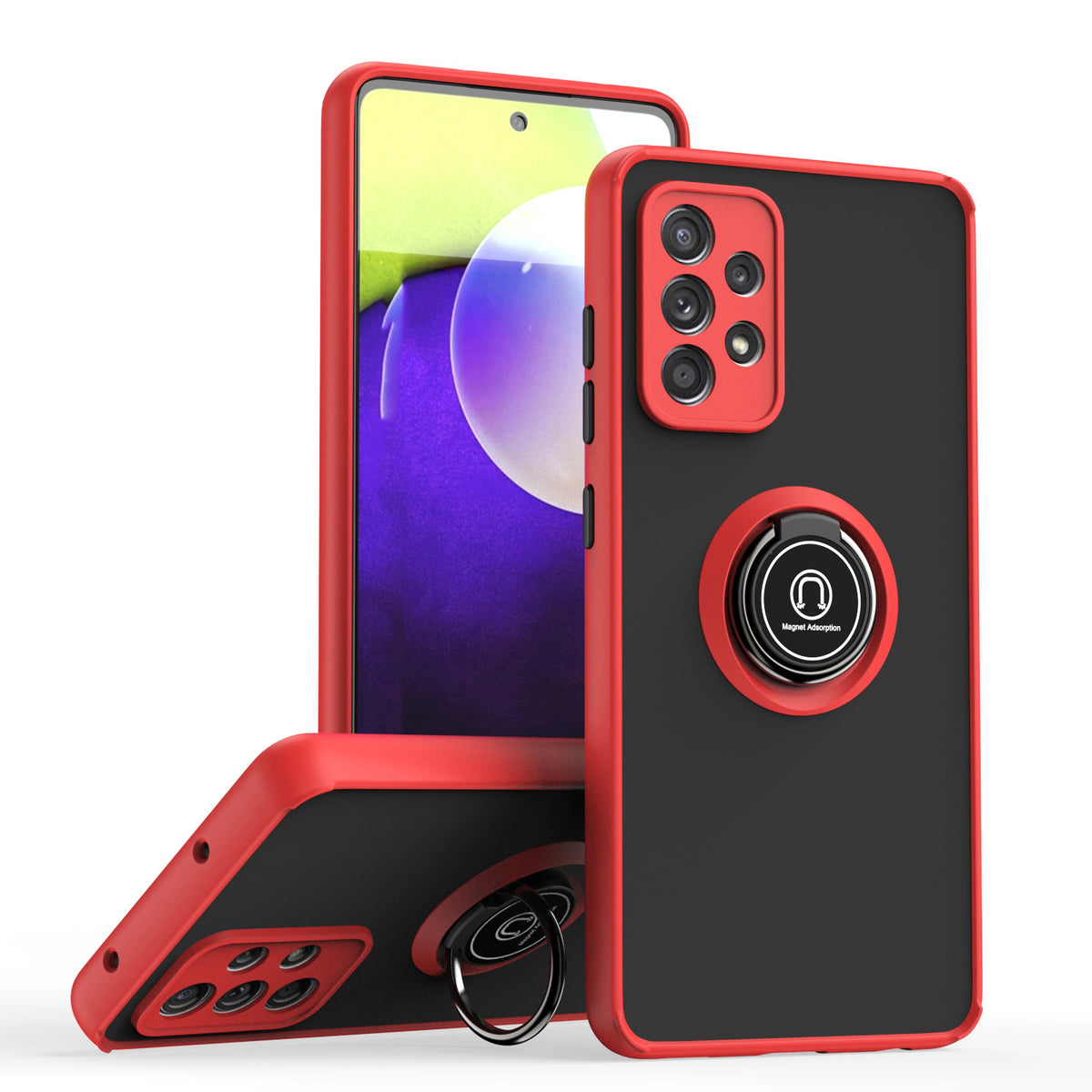 TJS "Define" Ring Kickstand Phone Case for Samsung A52 5G