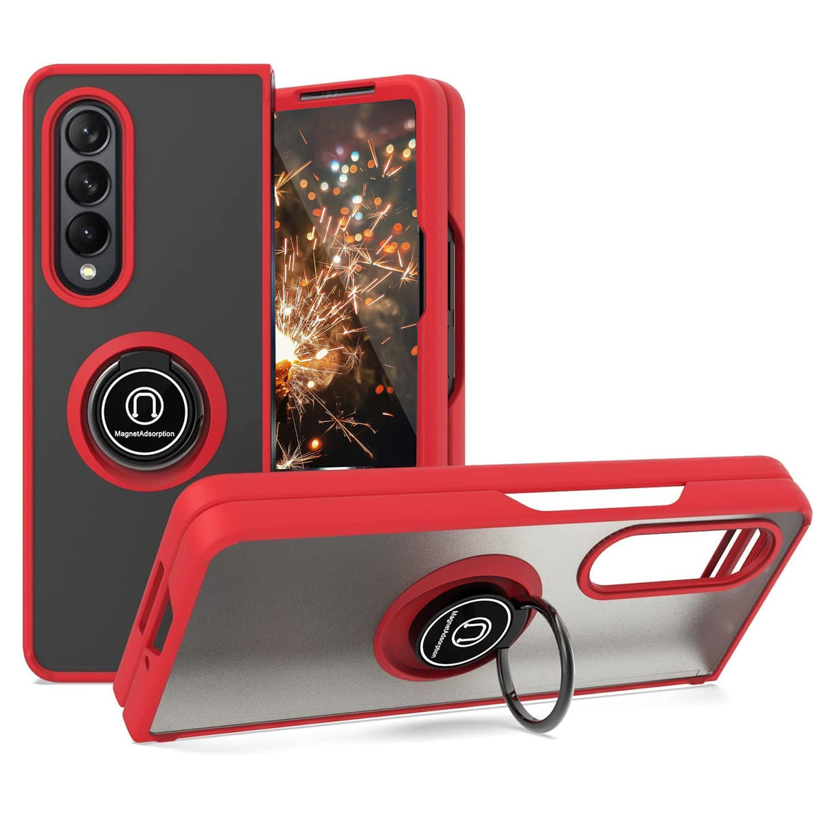 TJS "Define" Ring Kickstand Phone Case for Samsung Galaxy Z Fold 3