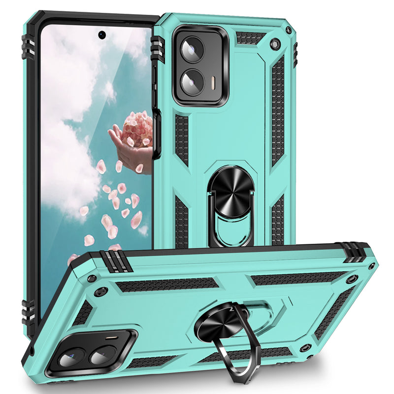 TJS "DuoGuard" Ring Kickstand Phone Case for Motorola G 5G 2023