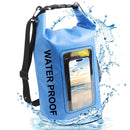 TJS 5L IP68 waterproof dry bag with built-in phone pouch, Blue