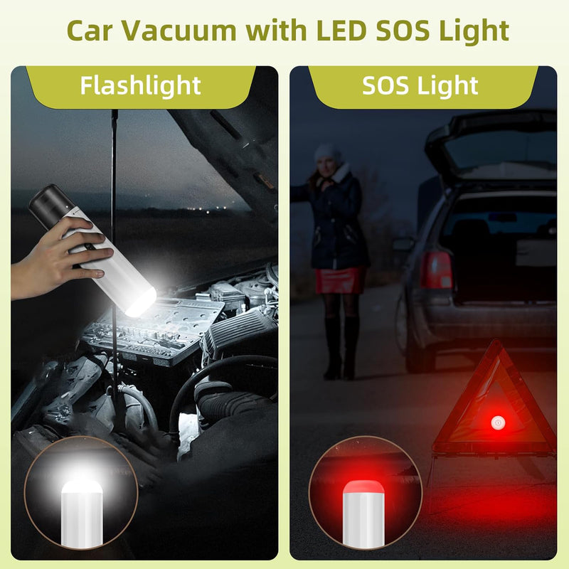 EQUIPD Mini Handheld Vacuum, 13000PA Powerful Car Vacuum Cleaner High Power Cordless Rechargeable, Portable Mini Vacuum with LED SOS Light, Small Hand Held Vacuuming Cordless, Dust Busters (P16)