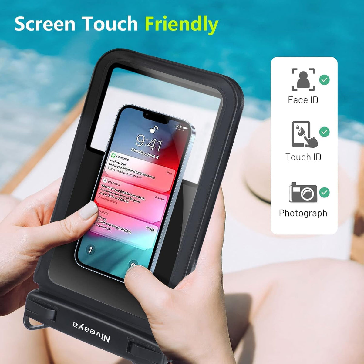 TJS 10.5 inch waterproof phone pouch detail 4