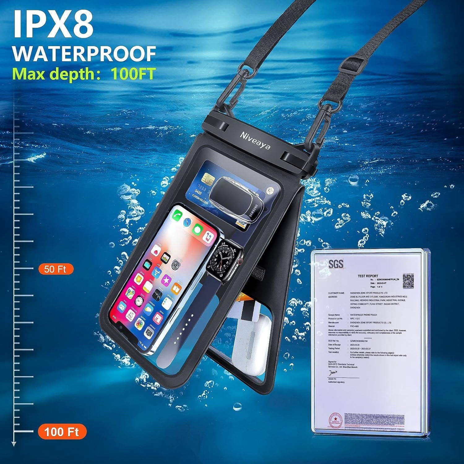 TJS 10.5 inch waterproof phone pouch detail 5