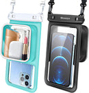 TJS 8.5-inch floating waterproof phone pouch Black+Green