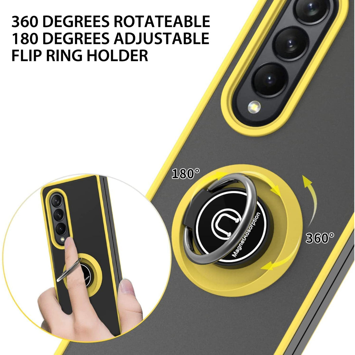 TJS "Define" Ring Kickstand Phone Case for Samsung Galaxy Z Fold 3