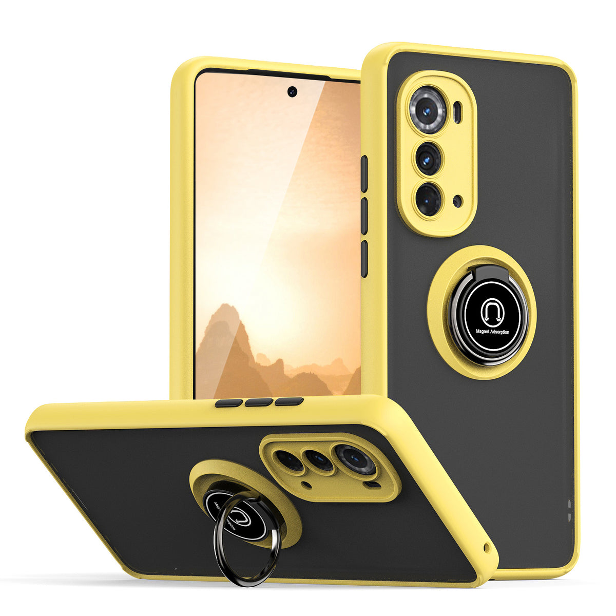TJS "Define" Ring Kickstand Phone Case for Motorola Edge 5G 2022