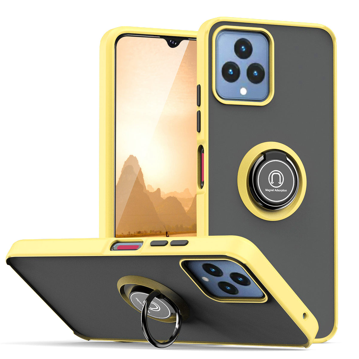 TJS "Define" Ring Kickstand Phone Case for T-mobile Revvl 6 5G