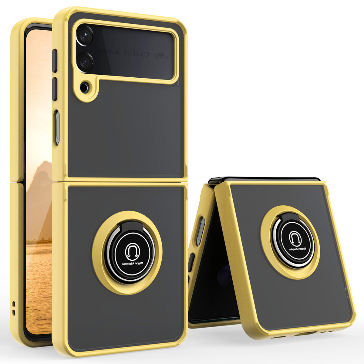 TJS "Define" Ring Kickstand Phone Case for Samsung Galaxy Z Filp 3