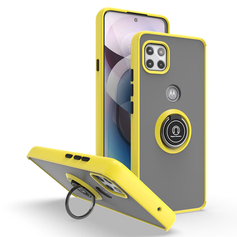 TJS "Define" Ring Kickstand Phone Case for Motorola One 5G Ace