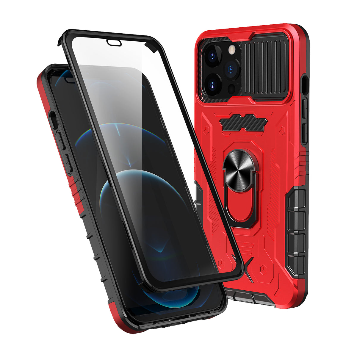 TJS "TOUCH" Built-in Tempered Glass Screen Protector Phone Case for iPhone 13, iPhone 13 Pro, iPhone 13 Pro Max