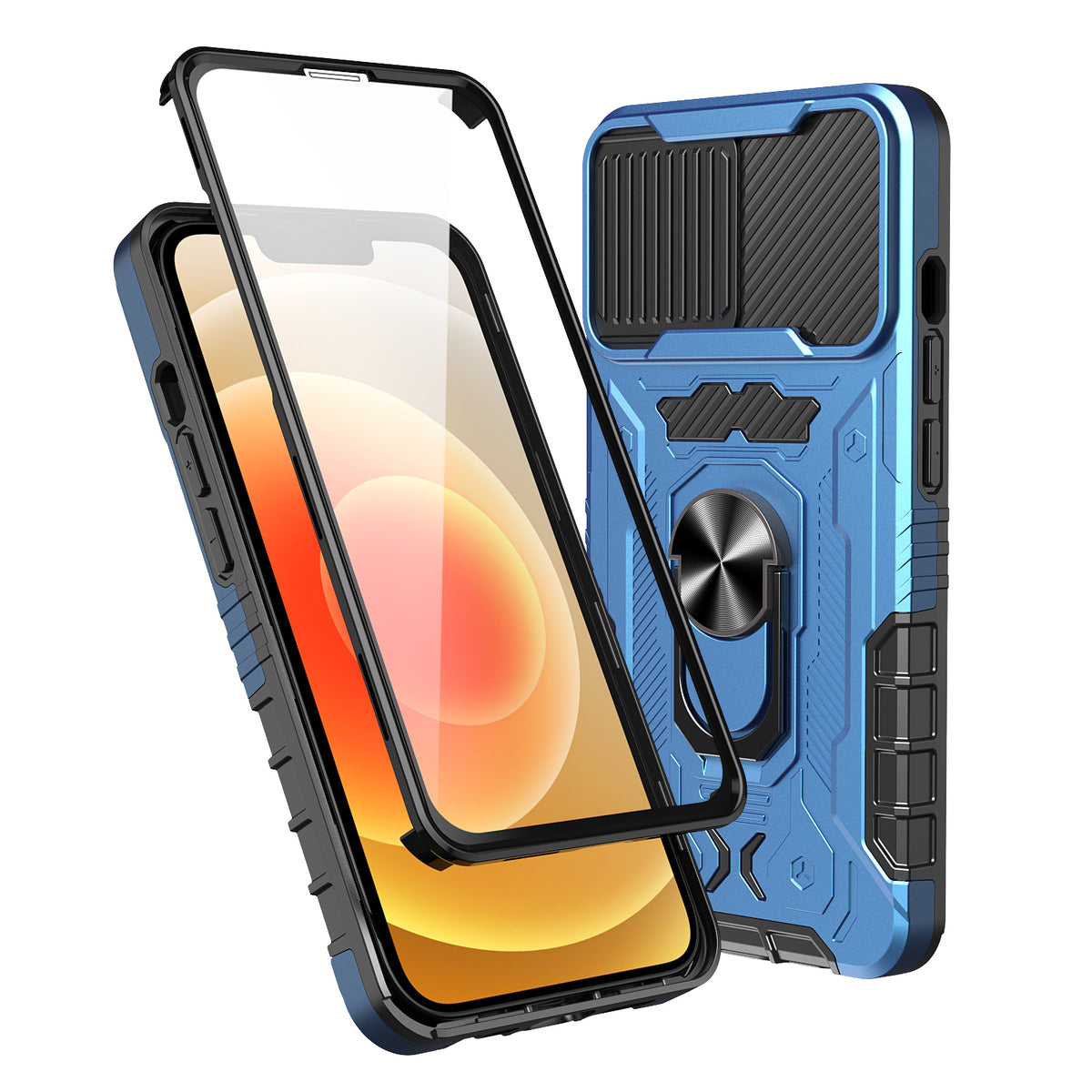 TJS "TOUCH" Built-in Tempered Glass Screen Protector Phone Case for iPhone 13, iPhone 13 Pro, iPhone 13 Pro Max