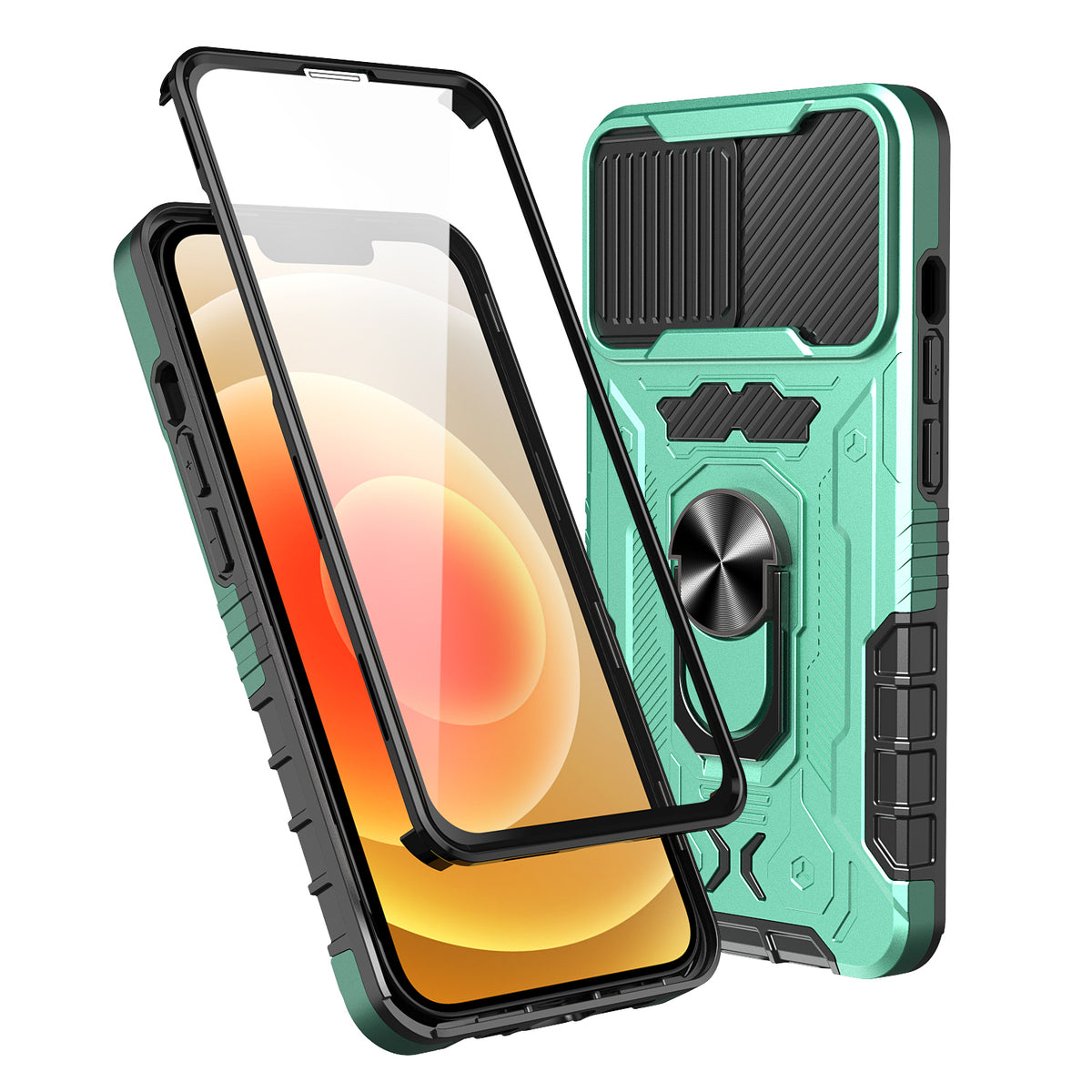 TJS "TOUCH" Built-in Tempered Glass Screen Protector Phone Case for iPhone 13, iPhone 13 Pro, iPhone 13 Pro Max